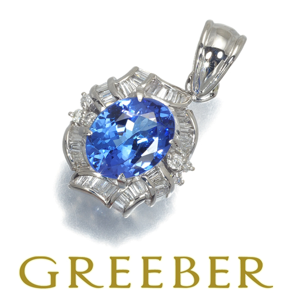  tanzanite 1.68ct diamond diamond 0.38ct 2 kind cut pendant top Pt900 GENJ limit price cut goods 