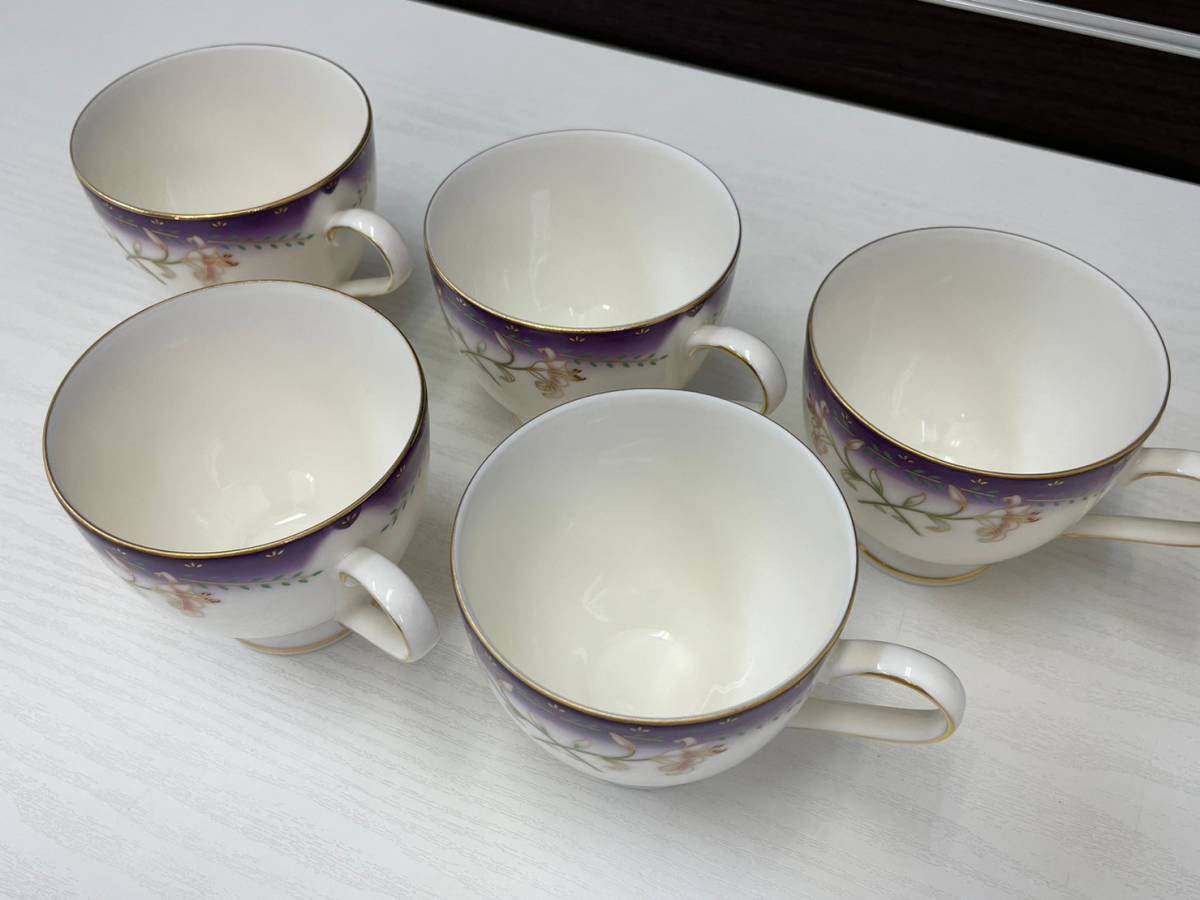 TIARA コーヒー碗5客セット V-38103 カップ&ソーサー 紫系 金彩 洋食器 共箱_画像5