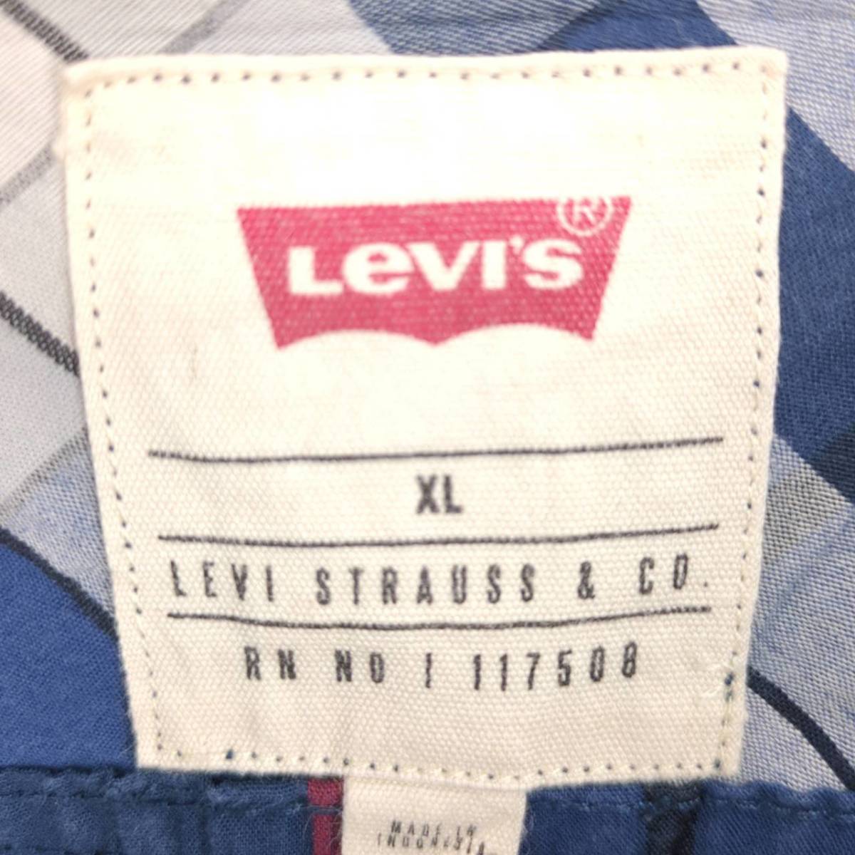 XL Levi's リーバイス 柄シャツ ボタンダウン チェック（ネイビー×グレー） 長袖 リユース ultramto sh0345_画像3