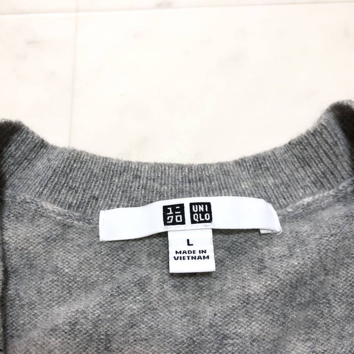 【送料360円】カシミヤ100% UNIQLO ユニクロ Vネックセーター カシミアニット 女性用 レディース Lサイズ 古着 YE27_画像4