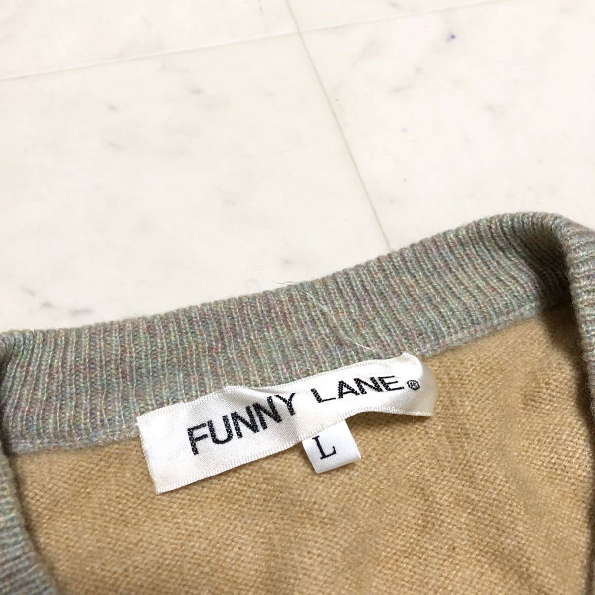 【カシミヤ100%】FUNNY LANE ニットカーディガン カシミア 女性用 レディース Lサイズ 古着 OF70_画像4