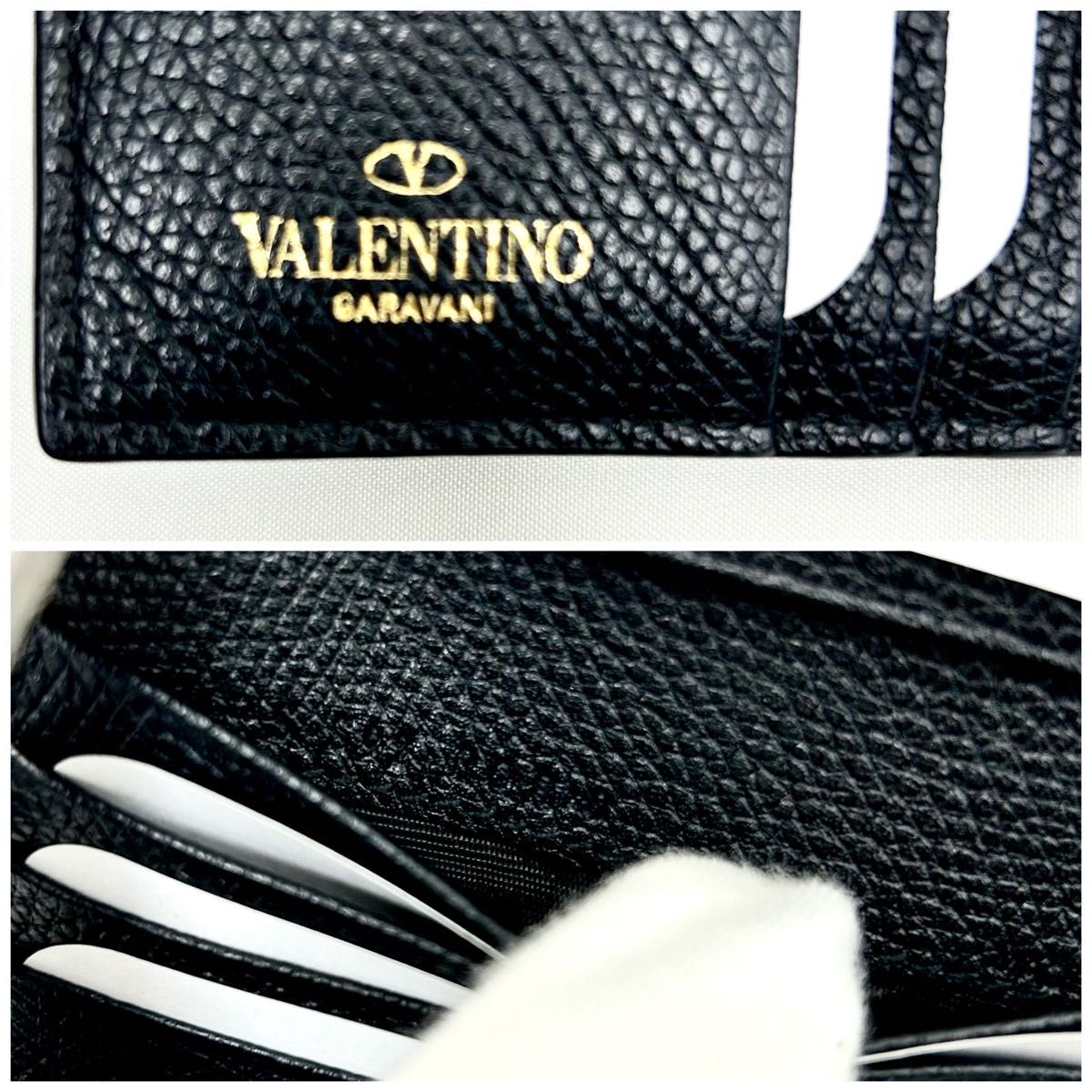 ヴァレンティノガラヴァー二 財布 二つ折り Vロゴ シグネチャー 黒 極美品