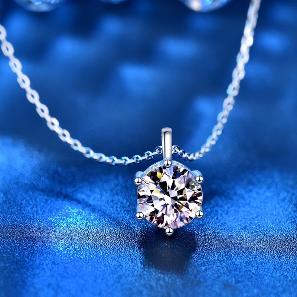 最高品質モアサナイト 大粒人工ダイヤモンド 6爪 ネックレス 1ct スピード発送