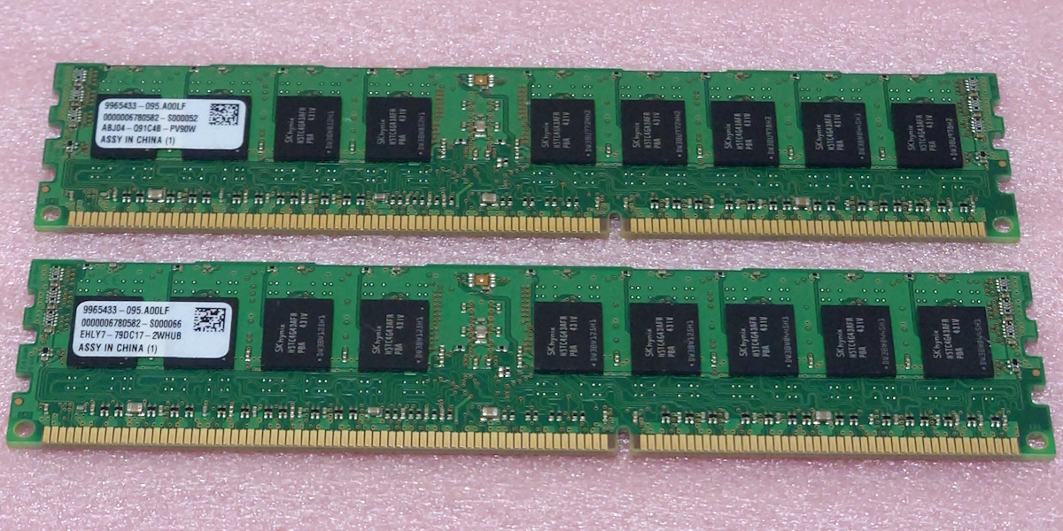 Kingston KVR16R11S48HA 2枚セット PC3-12800RDDR3-1600 SK hynixチップ ECC REGRegistered 240Pin DDR3 RDIMM 16GB(8GB x2) 動作品_画像2