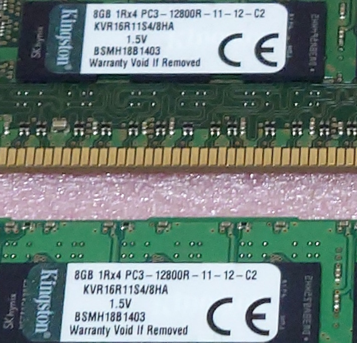 Kingston KVR16R11S48HA 2枚セット PC3-12800RDDR3-1600 SK hynixチップ ECC REGRegistered 240Pin DDR3 RDIMM 16GB(8GB x2) 動作品_画像3