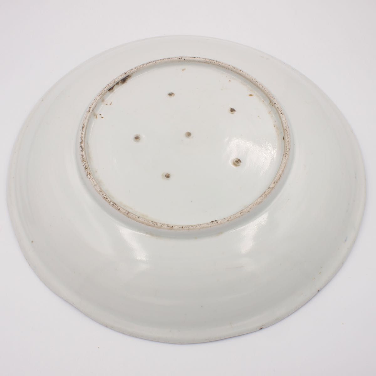 骨董品 染付 陶器 大皿 飾り皿 アンティーク 絵柄 風景 海 山 家 直径28cm