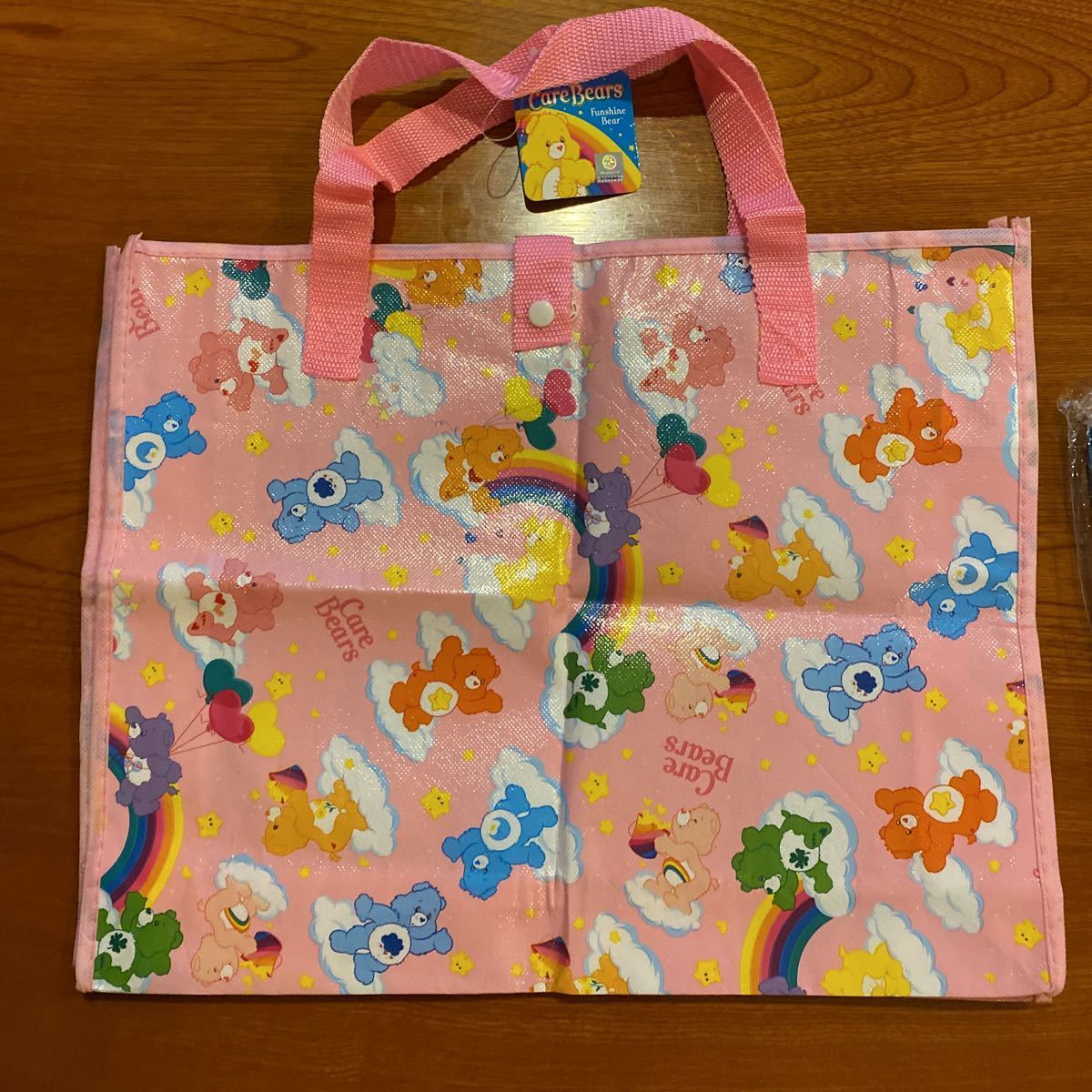 Care Bears Funshine Bearレジャーバッグケアベア&レジャーシートブルーピンクケアベア3点セット_レジャーバックサイズ約32×42㎝