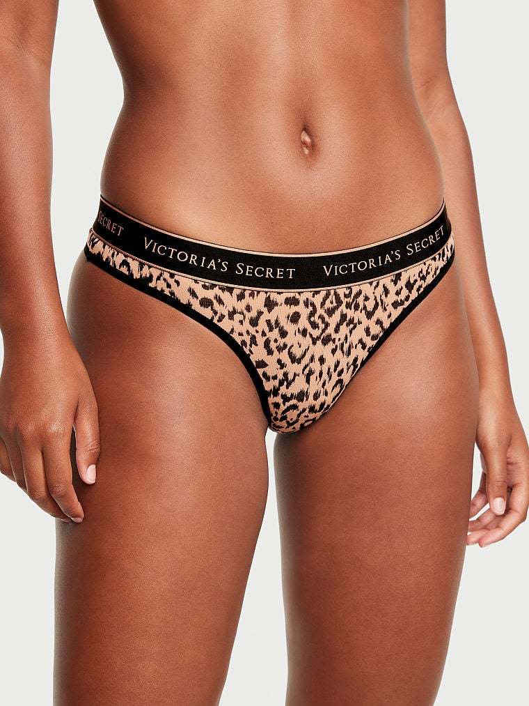 Victoria's Secret ヴィクトリア シークレット ロゴ コットン ソング パンティー Tバック ショーツ Camo Leopard 未開封品 送料無料_画像5