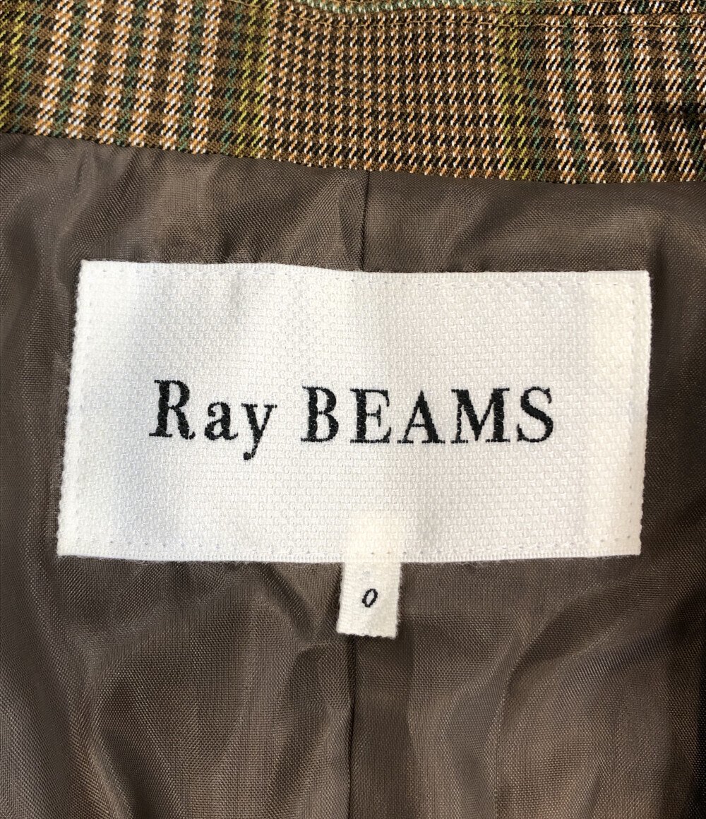 美品 レイビームス テーラードジャケット チェック柄 レディース XS以下 RAY BEAMS [0502]_画像3