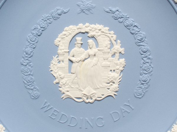 ウェッジウッド ウェディングプレート 飾り皿 21cm ジャスパー ペールブルー WEDGWOOD [1204初]_画像4