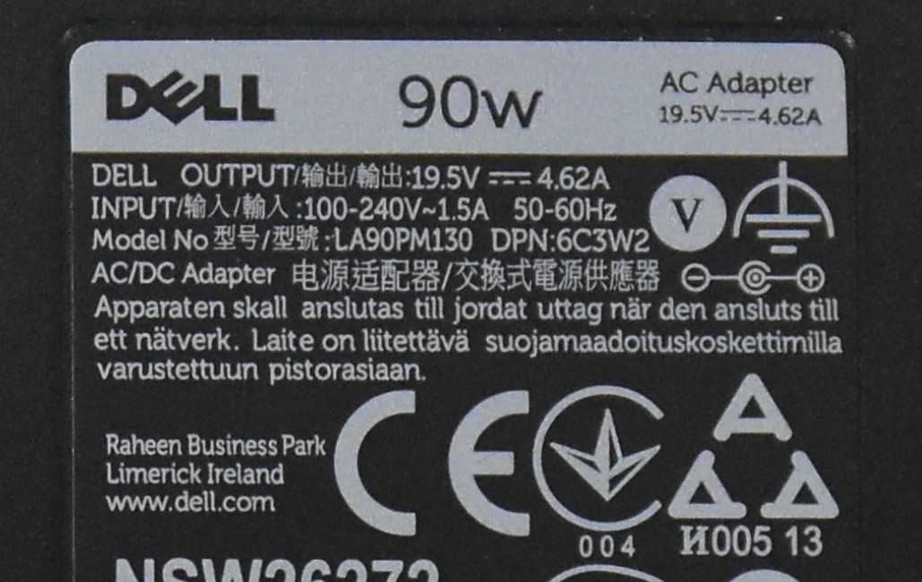 DELL 19.5V 4.62A 90W ACアダプター/外径7.4mm /大ピン/動作確認済み/中古品_画像3