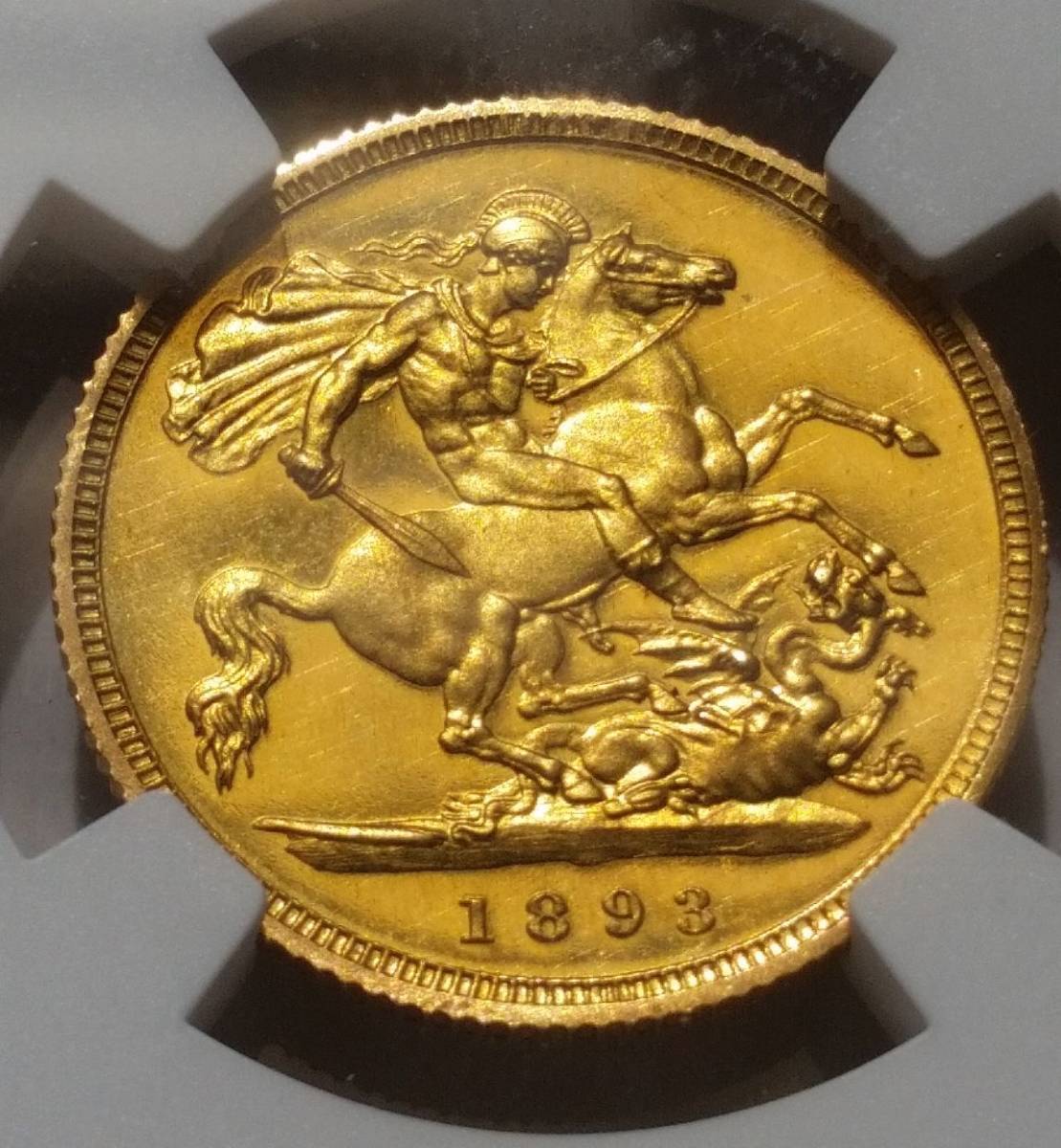 ●コイン● 1893 金貨 イギリス ヴィクトリア女王 1/2ソブリン PF 61 CAM_画像7