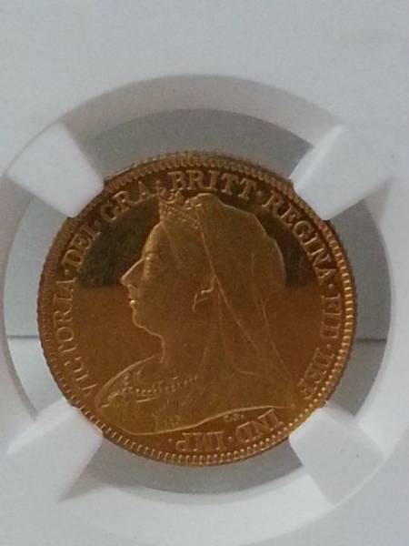 ●コイン● 1893 金貨 イギリス ヴィクトリア女王 1/2ソブリン PF 61 CAM_画像2