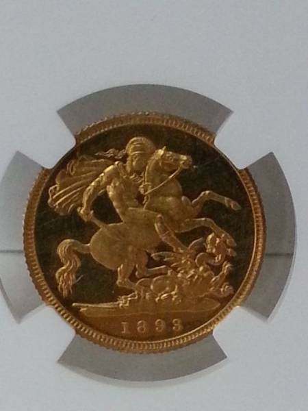 ●コイン● 1893 金貨 イギリス ヴィクトリア女王 1/2ソブリン PF 61 CAM_画像3