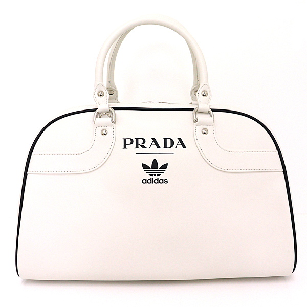 PRADA adidas プラダ × アディダス コラボ ボウリングバッグ ボストンバッグ 世界700個限定 1BB074 ホワイト ブラック【中古】Sランク_画像1