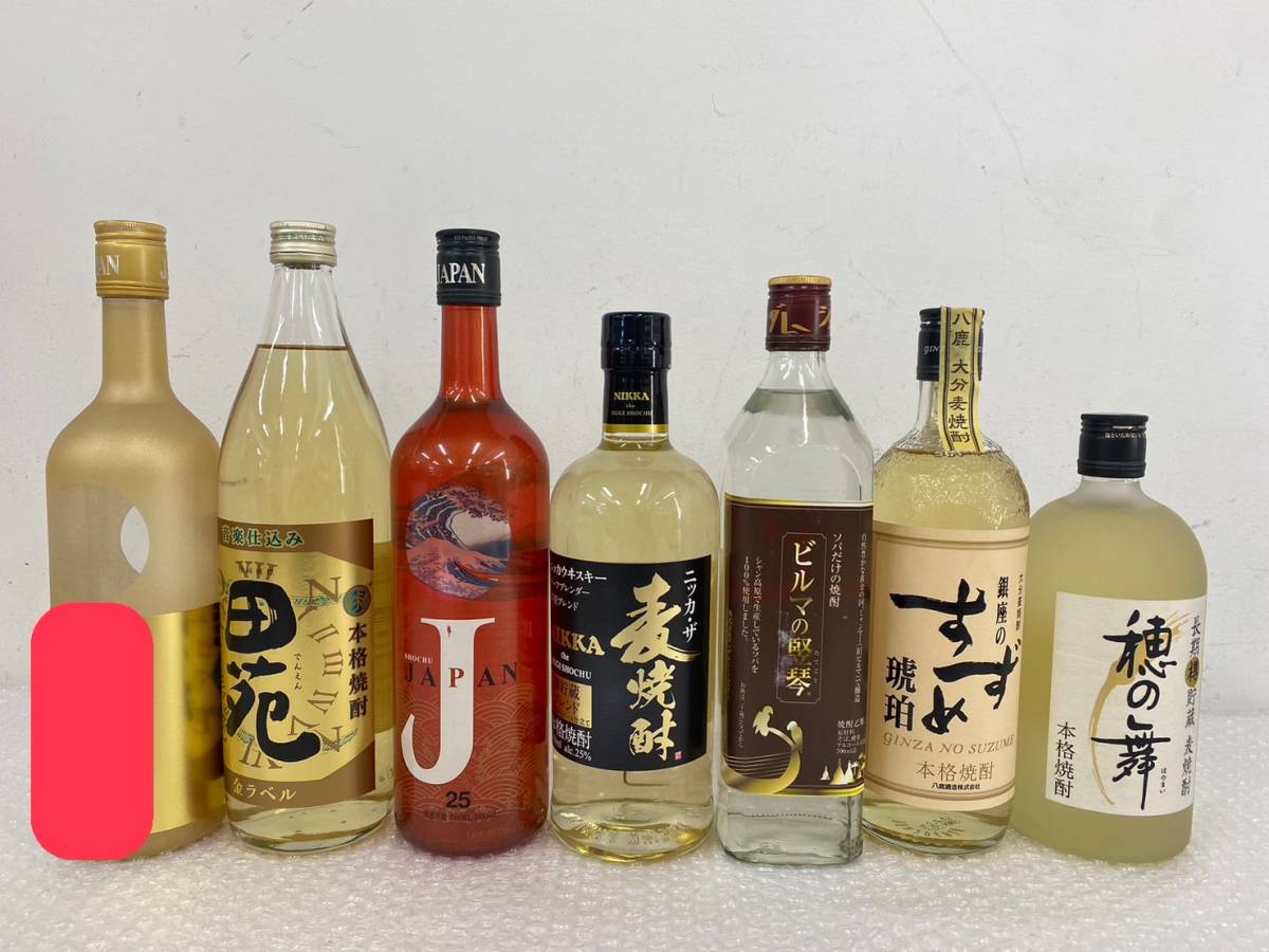 P112(8320)-415【愛知県内のみ発送、同梱不可】お酒 焼酎 7点まとめ 約8.3㎏ 穂の舞 / 銀座のすずめ 琥珀 / ビルマの竪琴 / 田苑 他_画像1