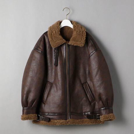 BEAUTY&YOUTH UNITED ARROWS アローズ 22AW BYフェイクボアムートンビッグB-3ブルゾン トレンド感溢れる1着 メンズライク F 定価24,200円_画像4