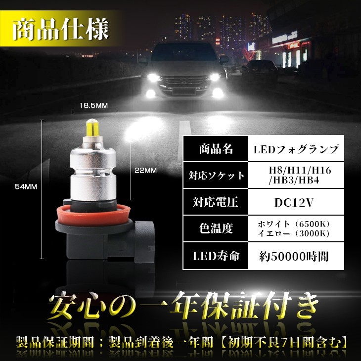 即納！150W LED フォグランプ H8 H11 H16 HB3 HB4 360°全面発光 ホワイト イエロー LEDバルブ LEDフォグ フォグ led 汎用 一年保証 F36_画像9