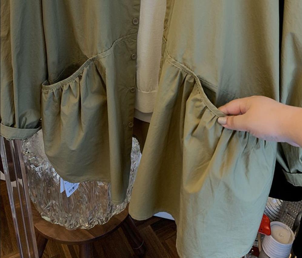 秋新品 *ジャンパー アウター ショートコート レディース 羽織りもの ポケット付き 無地 カジュアル 大きいサイズ 長袖 *緑の画像7