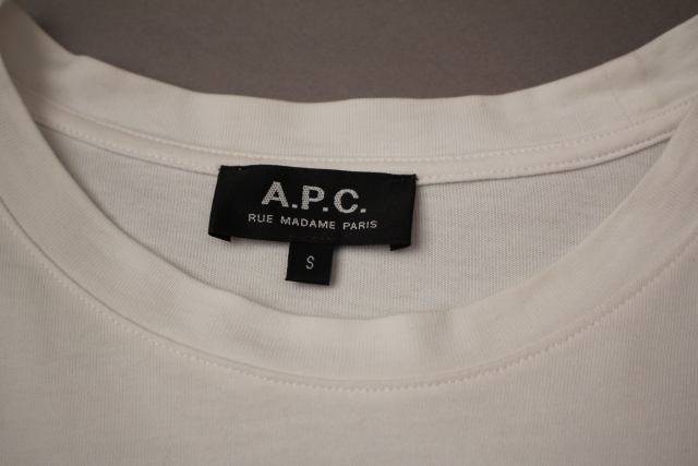 【A.P.C.】アーペーセー　Tシャツ　白　ロゴプリント　半袖　カットソー　Sサイズ　USED_画像5
