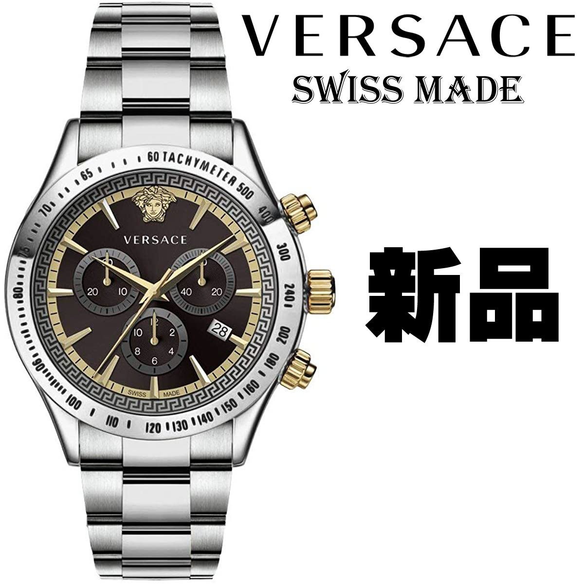 新品未使用】VERSACE Aion クロノグラフ 腕時計 ブラック金-