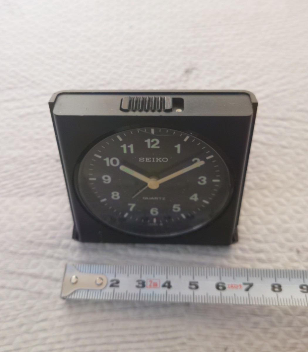 【難あり】SEIKO 置時計 QQ613 コンパクト ミニ セイコー 置き時計 レトロ 黒 ブラックの画像7