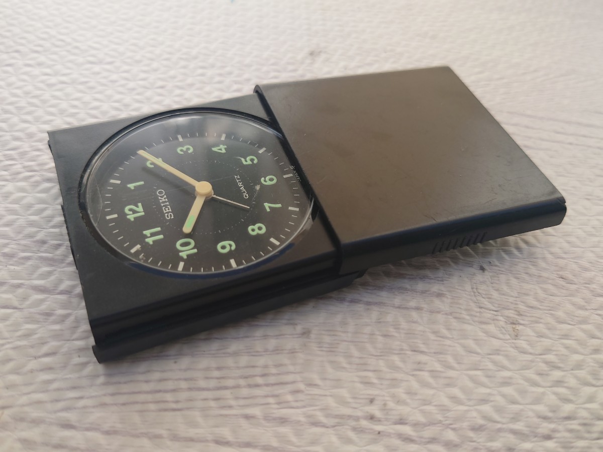 【難あり】SEIKO 置時計 QQ613 コンパクト ミニ セイコー 置き時計 レトロ 黒 ブラックの画像6