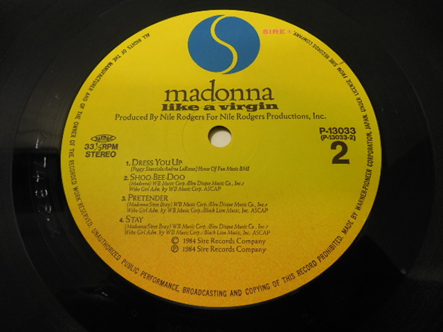 MADONNA・マドンナ / LIKE A VIRGIN (国内盤)     LP盤・P-13033の画像8