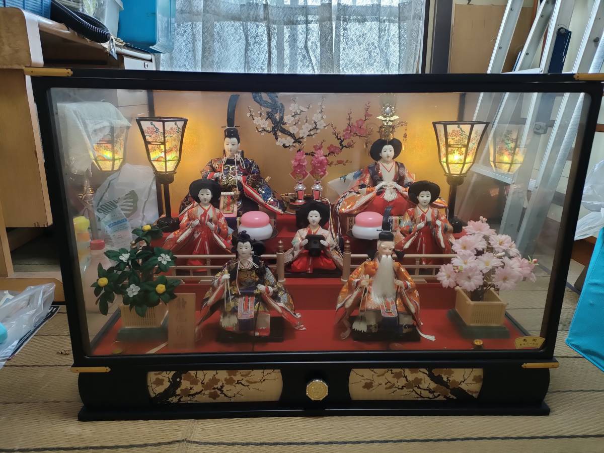 着払い】【中古】雛人形／三段七人飾り／雛祭り／静風作
