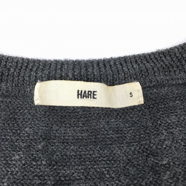 HARE/ハレ　Vネックセーター　サイズS　ダークグレー　表面チェック柄　管NO.A14-32_画像4