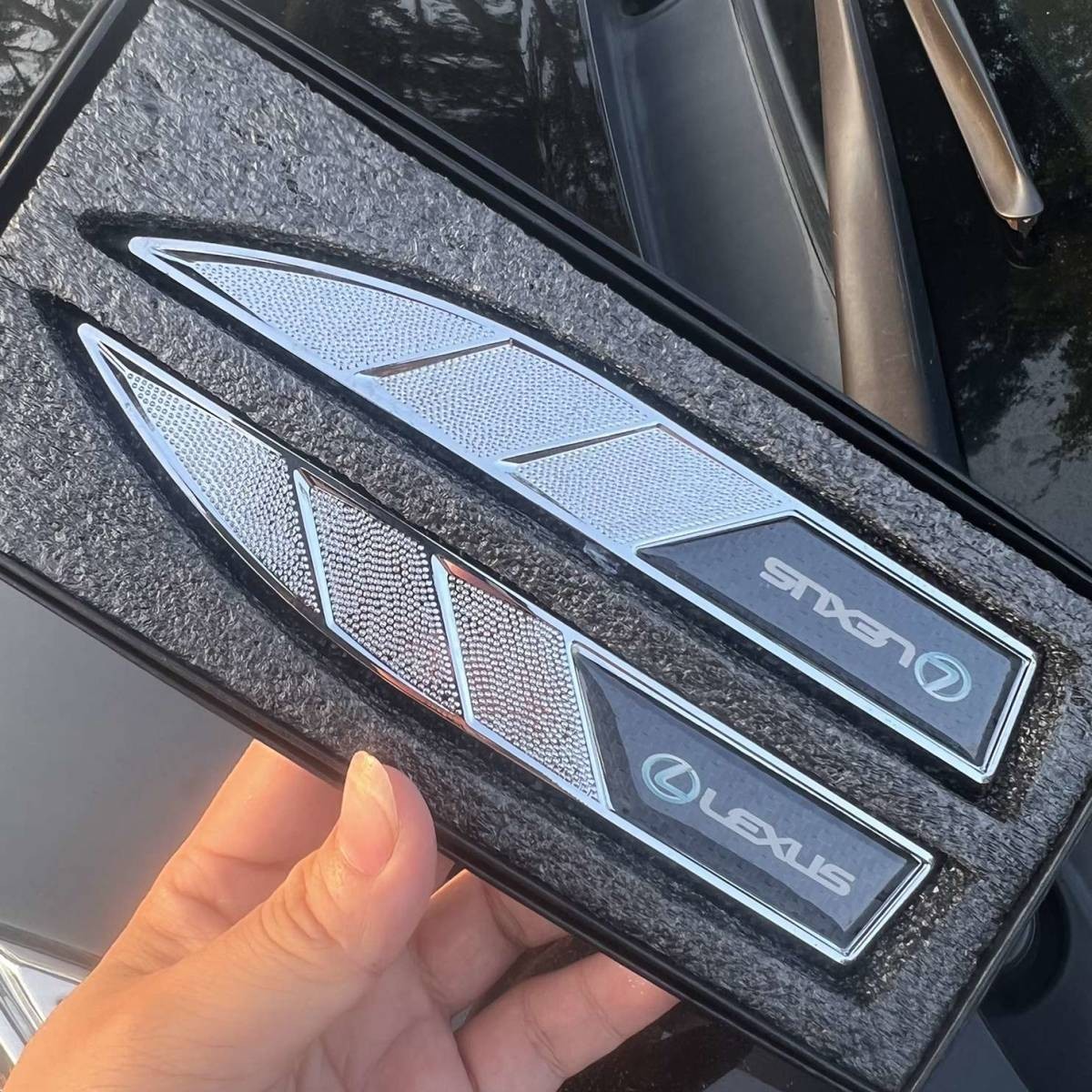 * новый товар * Lexus стикер эмблема металлический уголь элемент волокно машина стикер plate крыло значок наклейка 2 шт. комплект 