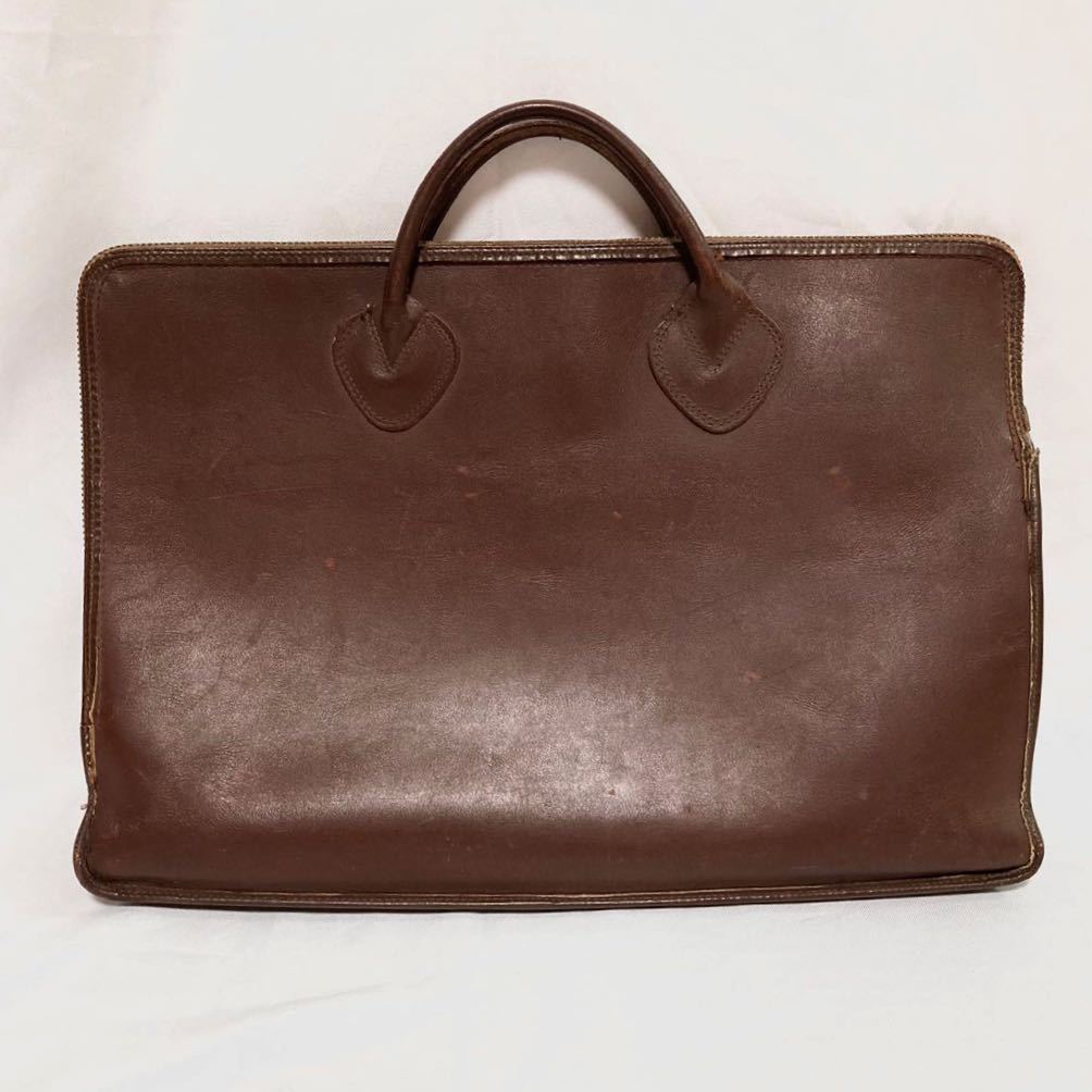 70s vintage LLBEAN leather handle bag ヴィンテージ エルエルビーン オールレザー ブリーフケース USA トートバッグ 革 ギザタグの画像1