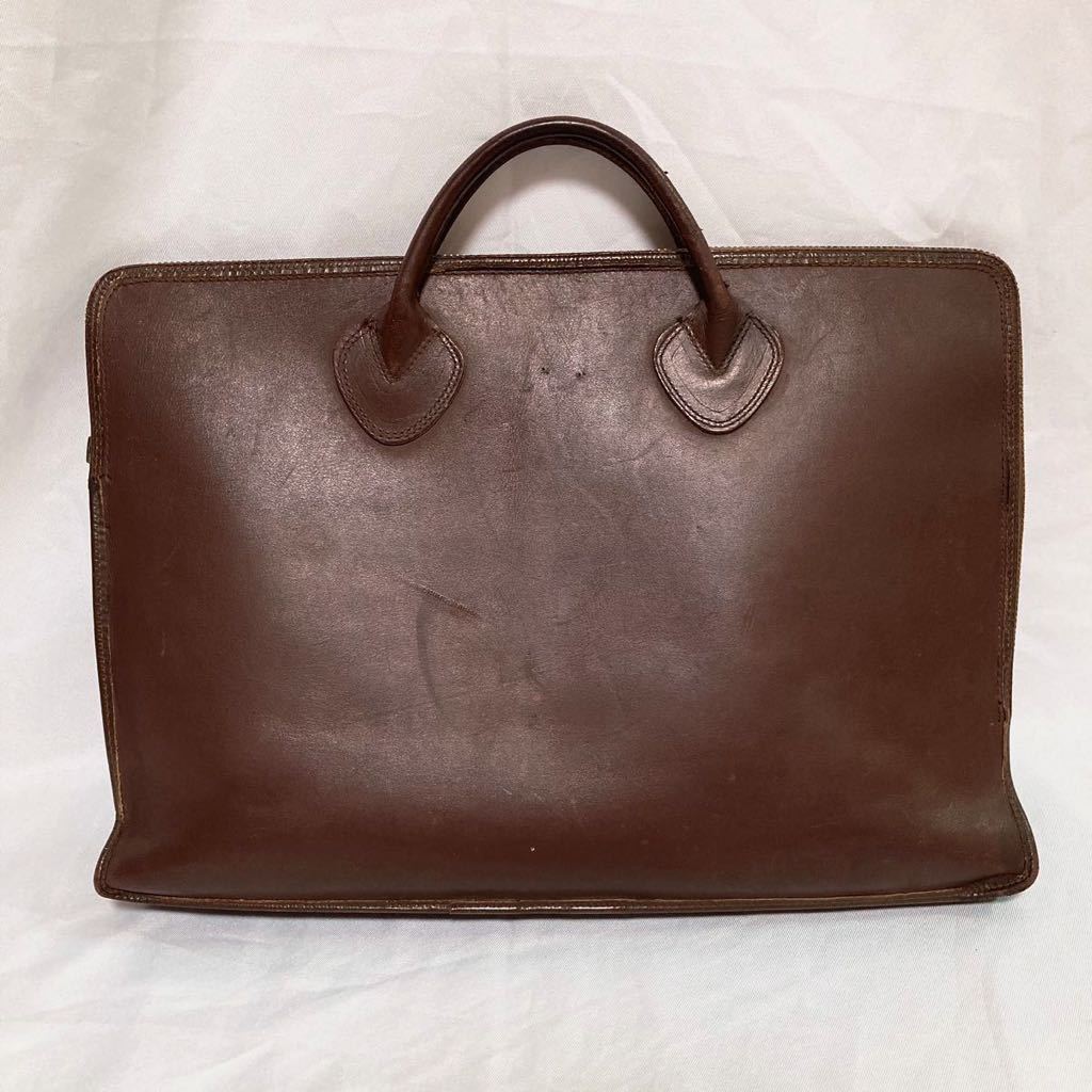 70s vintage LLBEAN leather handle bag ヴィンテージ エルエルビーン オールレザー ブリーフケース USA トートバッグ 革 ギザタグの画像2