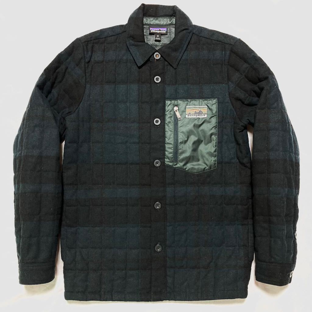 40周年記念 Patagonia Recycled Down Shirt Jacket パタゴニア リサイクルダウン シャツ ジャケット チェック柄 ウール XS 2016年製_画像1