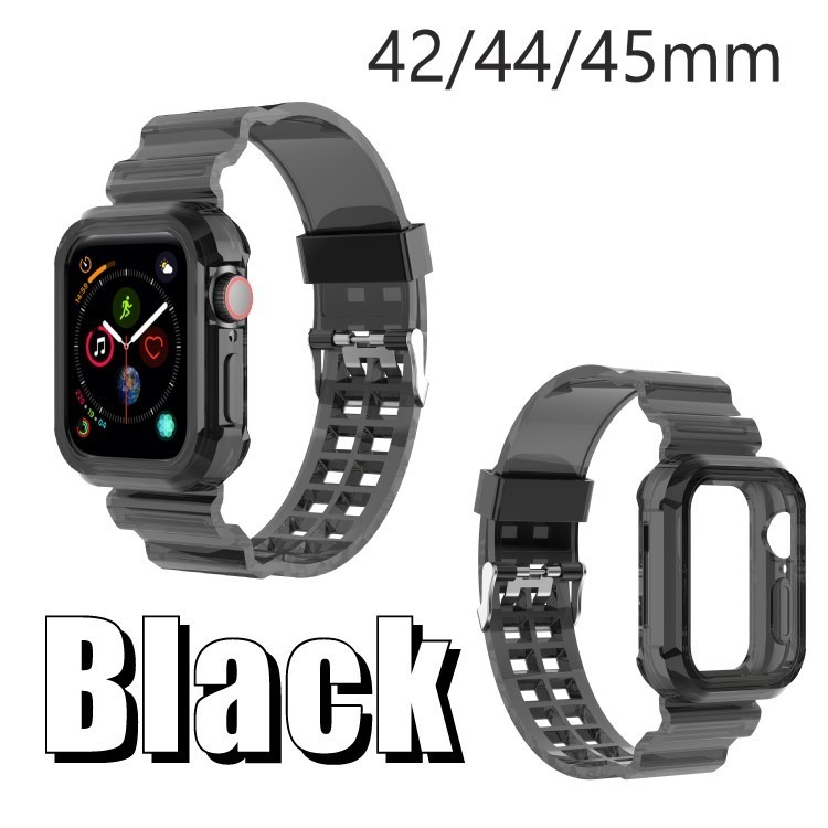  Apple watch band clear black 45mm 42mm 44mm Series SE2 SE 8 7 6 5 4 3 2 1 TPU material Impact-proof ventilation eminent Apple watch 03