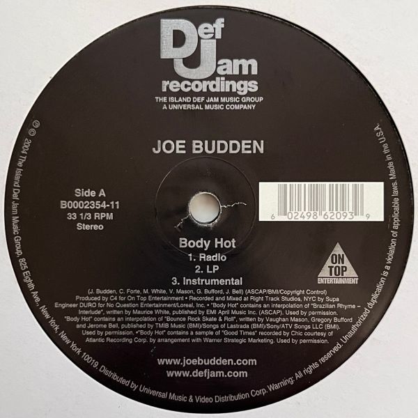 Joe Budden - Body Hot / Pop Off_画像1