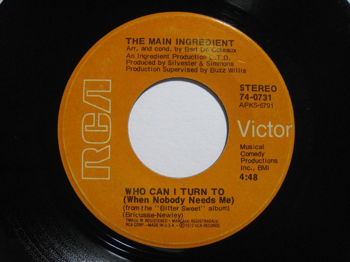 【7”】 THE MAIN INGREDIENT / EVERYBODY PLAYS THE FOOL US盤 メイン・イングリーディエント エヴリバディ・プレイ・ザ・フール_画像3