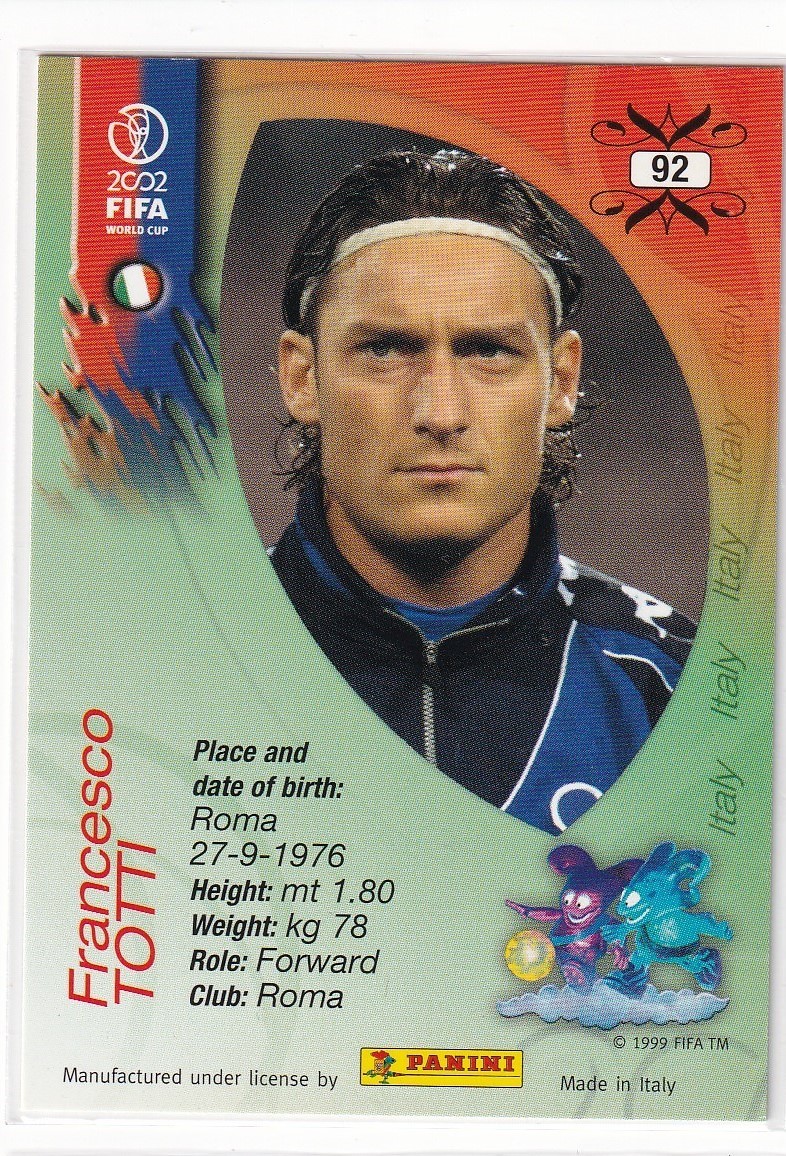 トッティ/イタリア代表☆PANINI/2002 FIFA WORLD CUP☆ Francesco-TOTTI ,No.92_画像2