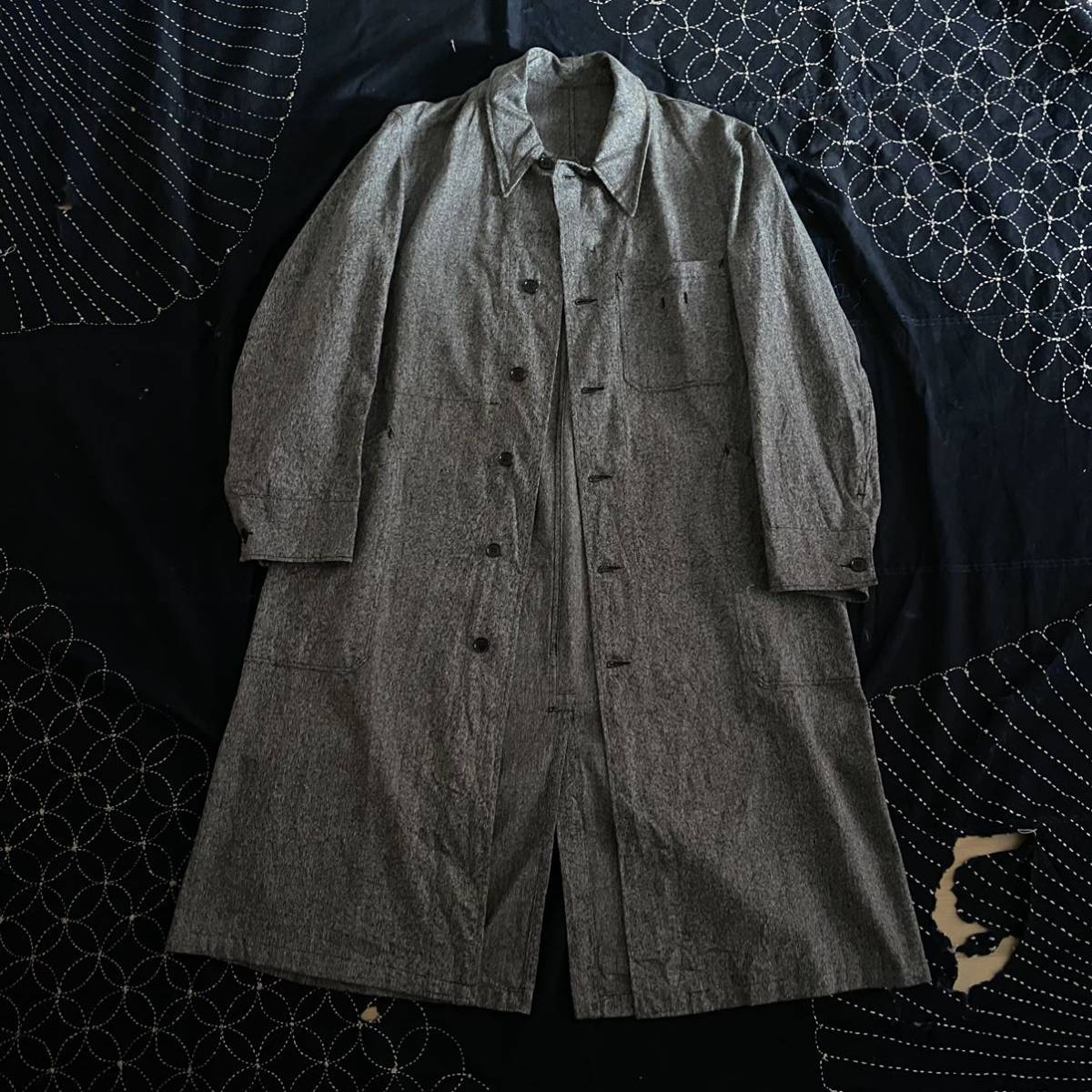 【vintage】40's French army black chambray coat フランス軍 フレンチ ユーロヴィンテージ ブラックシャンブレー アトリエコート 40年代