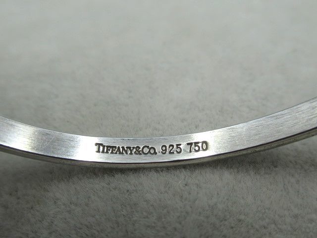 ☆Tiffany&Co. ティファニー フック＆アイ 750/925 K18/SV925 コンビ バングル ブレスレット 総重量約14.65g 中古 レディース シルバー☆_画像2