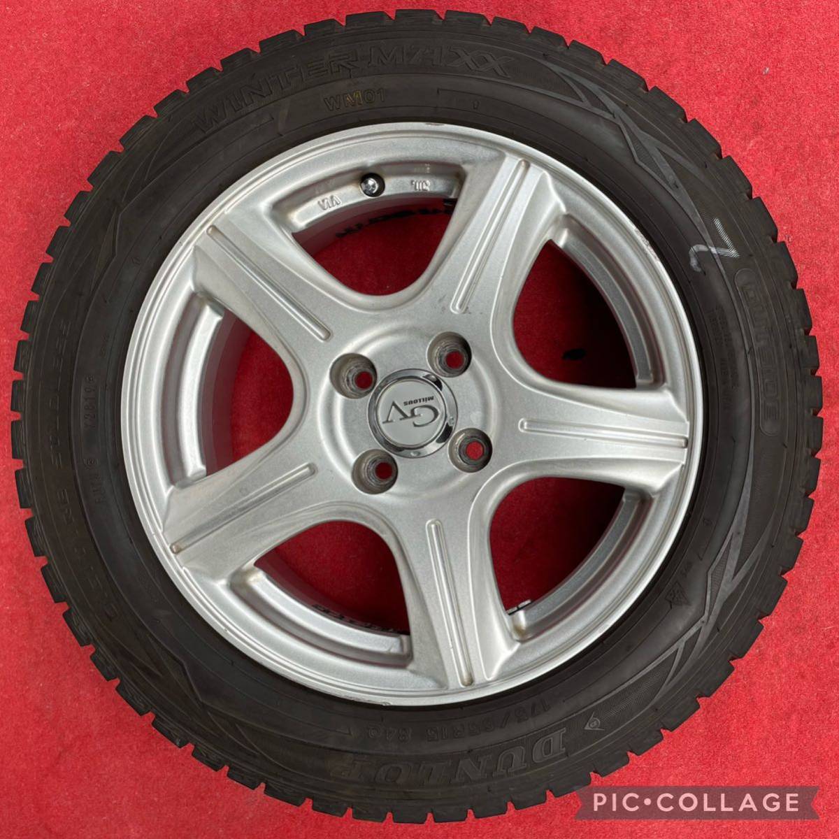 スタッドレス国産DUNLOPタイヤ175/65R15 社外アルミホイール4本セット。15x 6.0+43 pcd100 _画像7