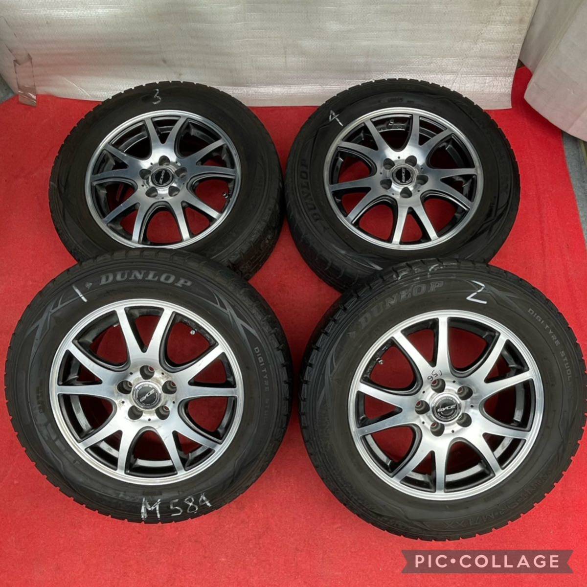 DUNLOPバリ山スタッドレスタイヤ15インチ 社外ホイール195/65R15 タイヤ&ホイール4本セット。15 ×6.0J＋43 H数 5H PCD 100_画像1