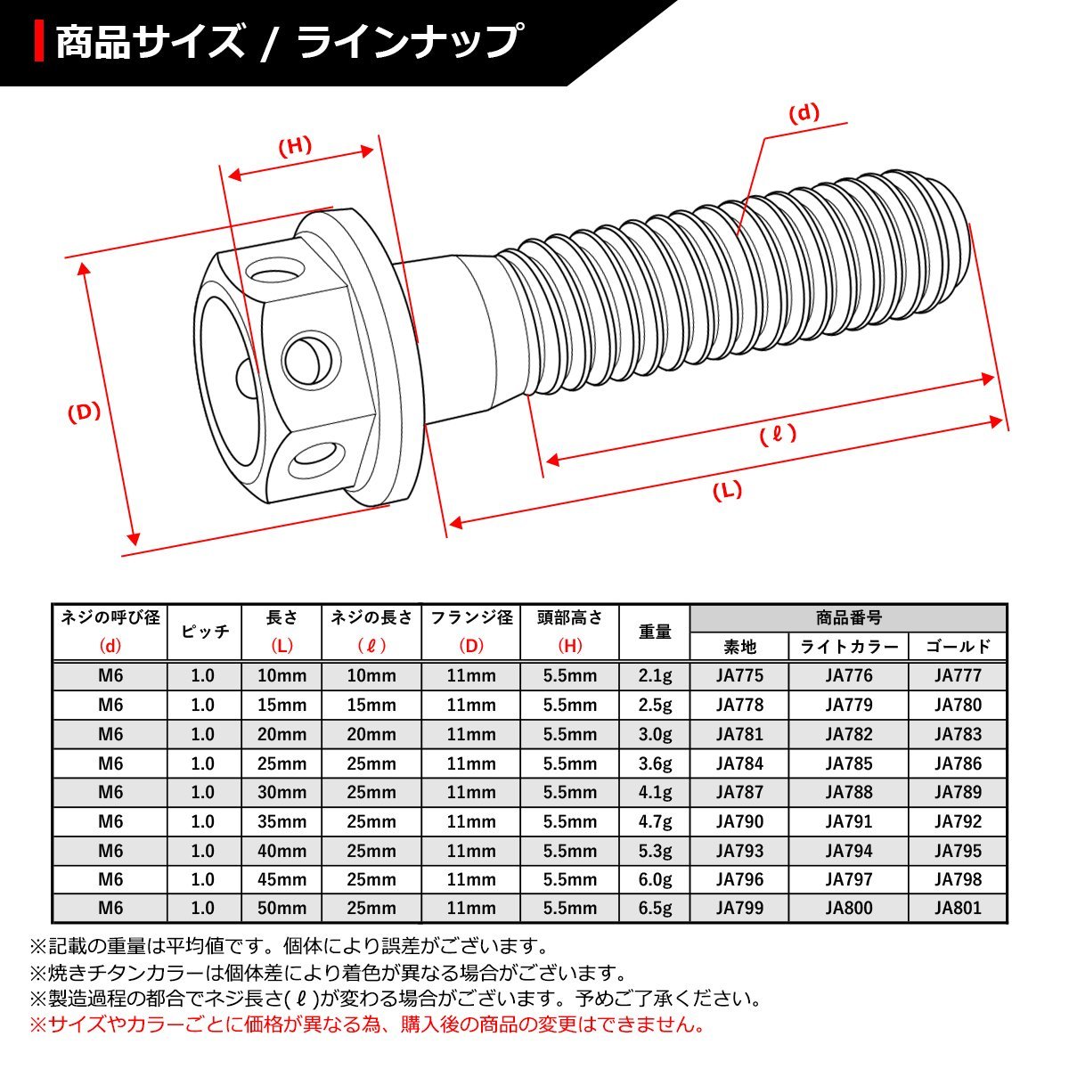 M6×50mm P1.0 64チタン合金 ホールヘッド 六角ボルト フランジ付き シルバーカラー 素地 車/バイク 1個 JA799_画像2