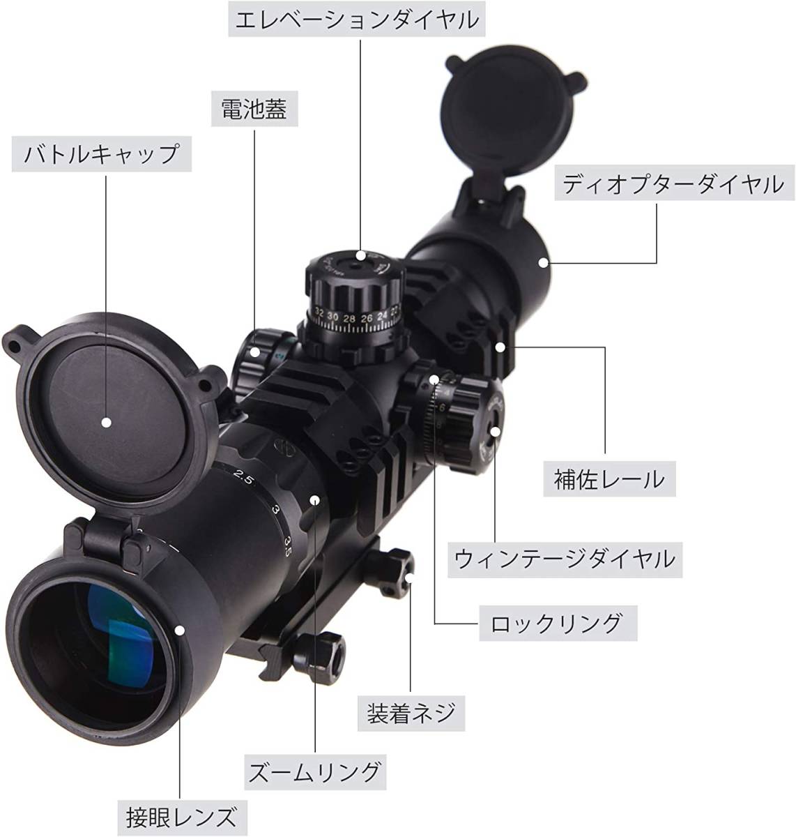 【1.5-4ｘ30 ライフルスコープ】スナイパーライフル アサルト 等倍 実物 狩猟 サバゲー 狙撃銃 ドットサイト ダットサイト スコープの画像6