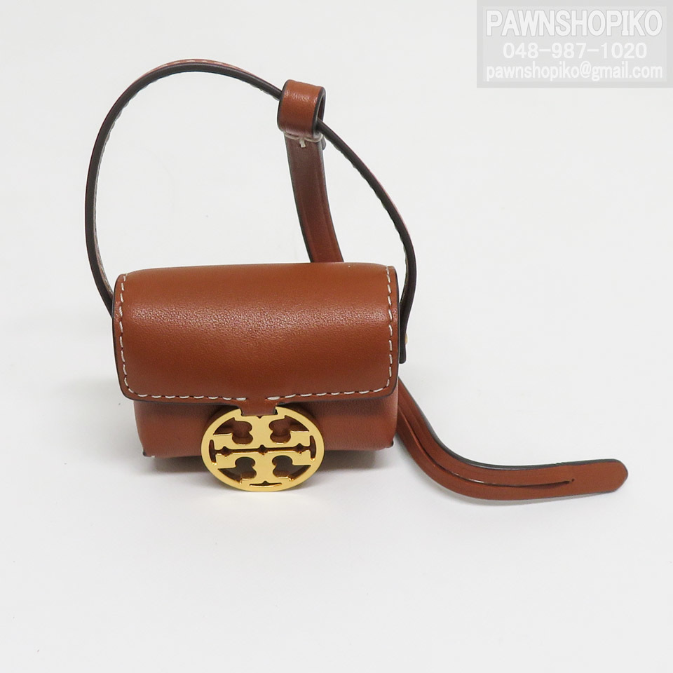 トリーバーチ TORY BURCH ミラー AIRPODS PRO用ケース 74782 レザー ブラウン 美品 [質イコー]