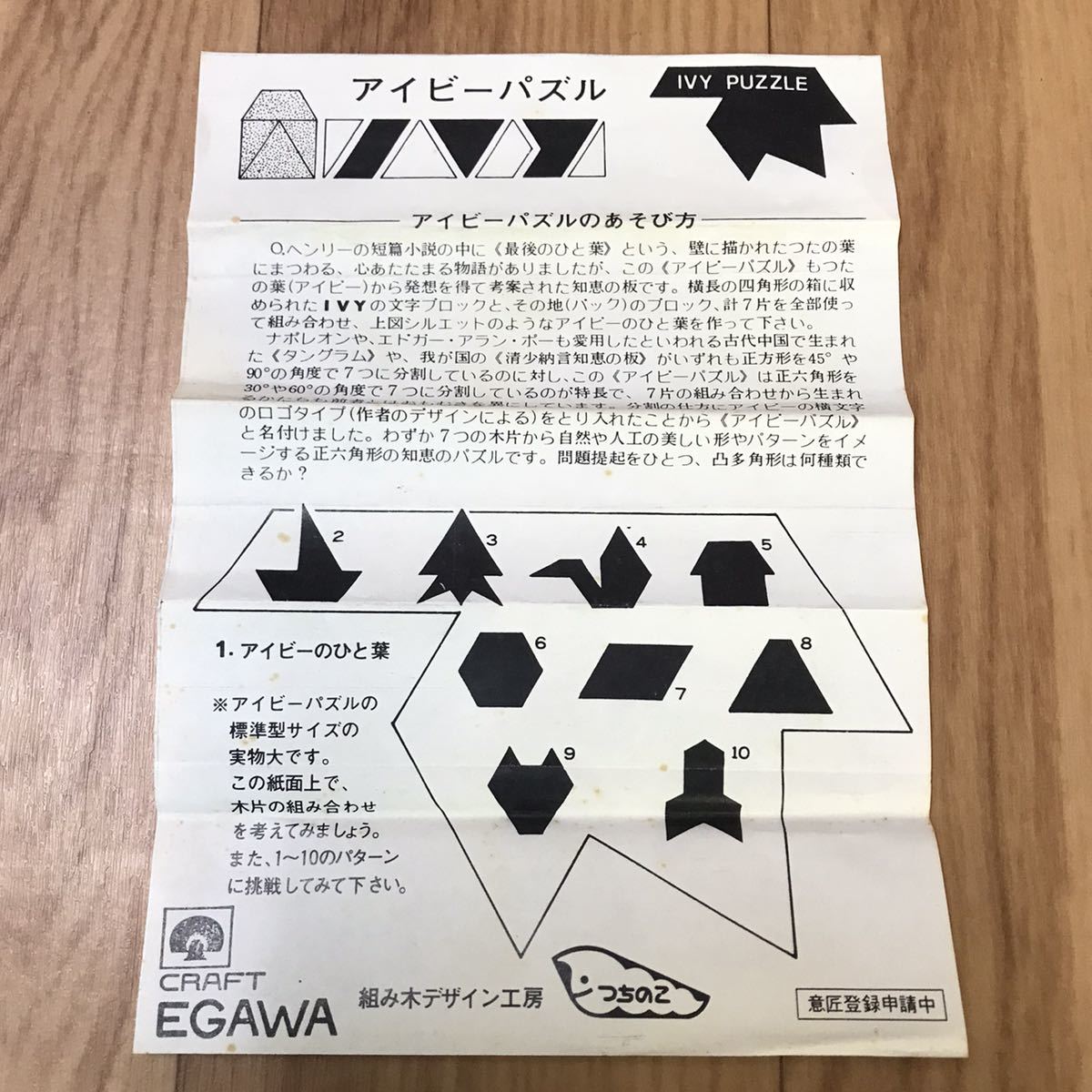 ●送料無料 未使用品 EGAWA IVY PUZZLE アイビーパズル 5個セット/木製 パズル・知育パズル・木のパズル・知育玩具/デザイン工房 つちのこ