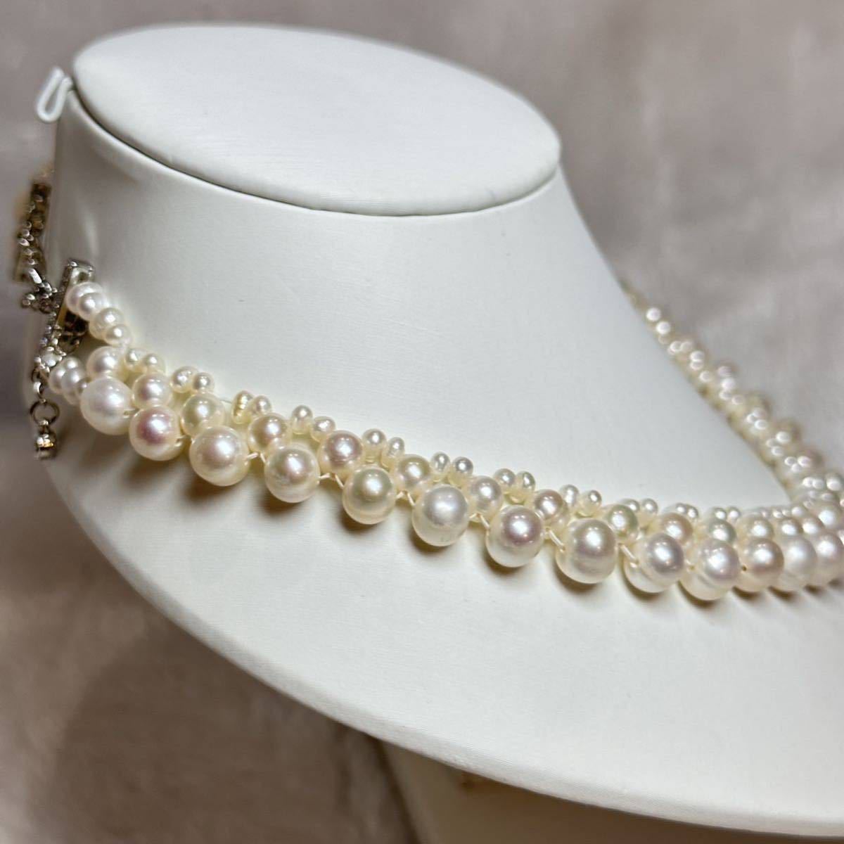 花珠級本真珠ネックレス4-8mm 38+5cm 天然パールネックレス　Pearl necklace _画像4