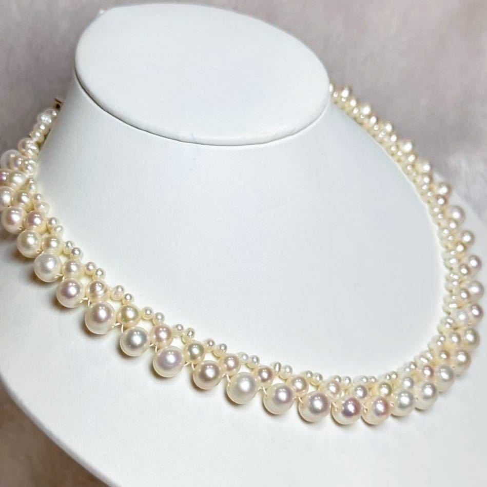 花珠級本真珠ネックレス4-8mm 38+5cm 天然パールネックレス　Pearl necklace _画像1