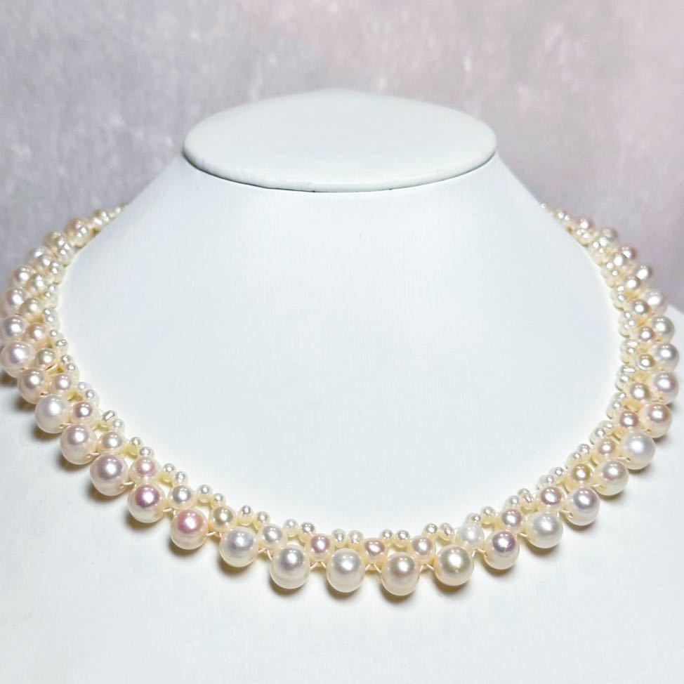 花珠級本真珠ネックレス4-8mm 38+5cm 天然パールネックレス　Pearl necklace _画像2