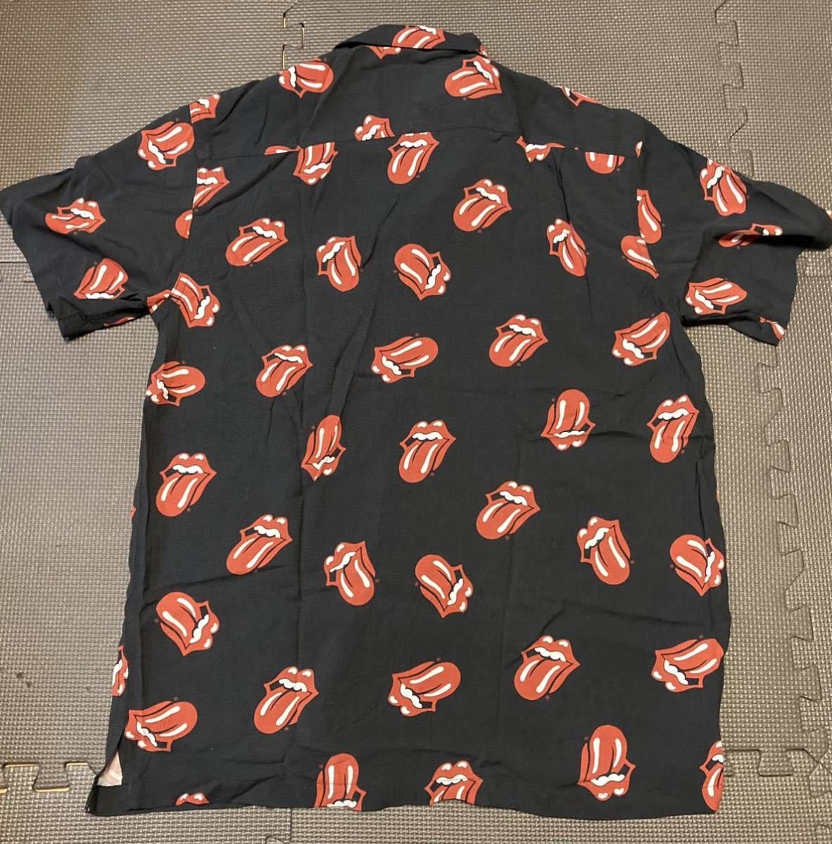 【Lサイズ】新品 完売品 ザ・ローリング・ストーンズ 総柄アロハ シャツ The Rolling Stones 正規ライセンス品 レーヨン100% シャツ bの画像3